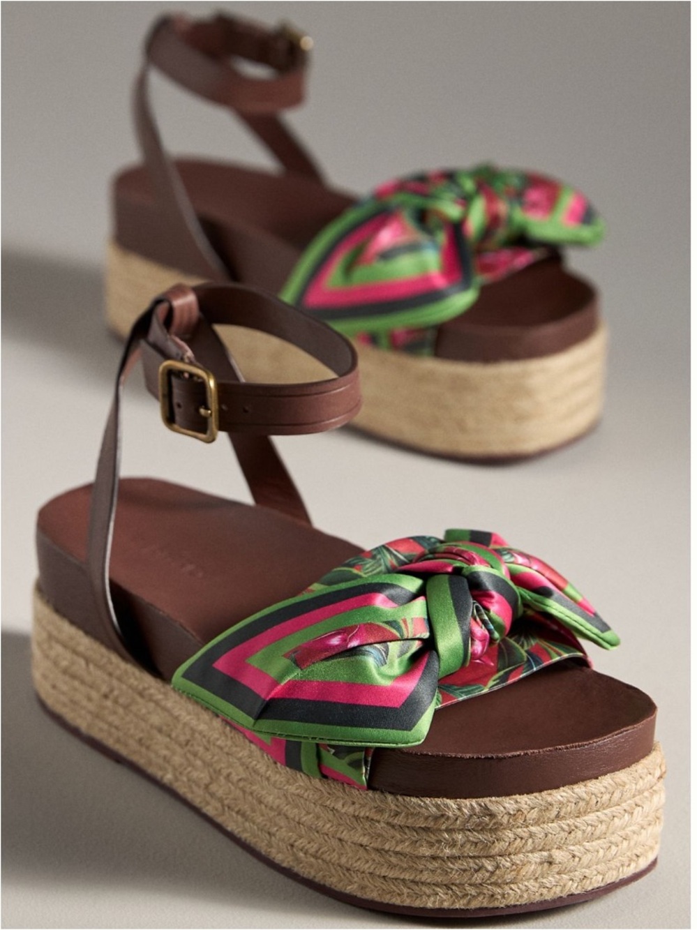 🆕{Farm Rio}Scarf Raffia Platform Sandals